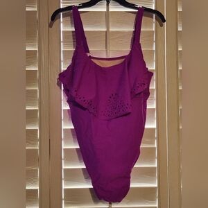 Ava & Viv Magenta Ruffled One-Piece Swimsuit